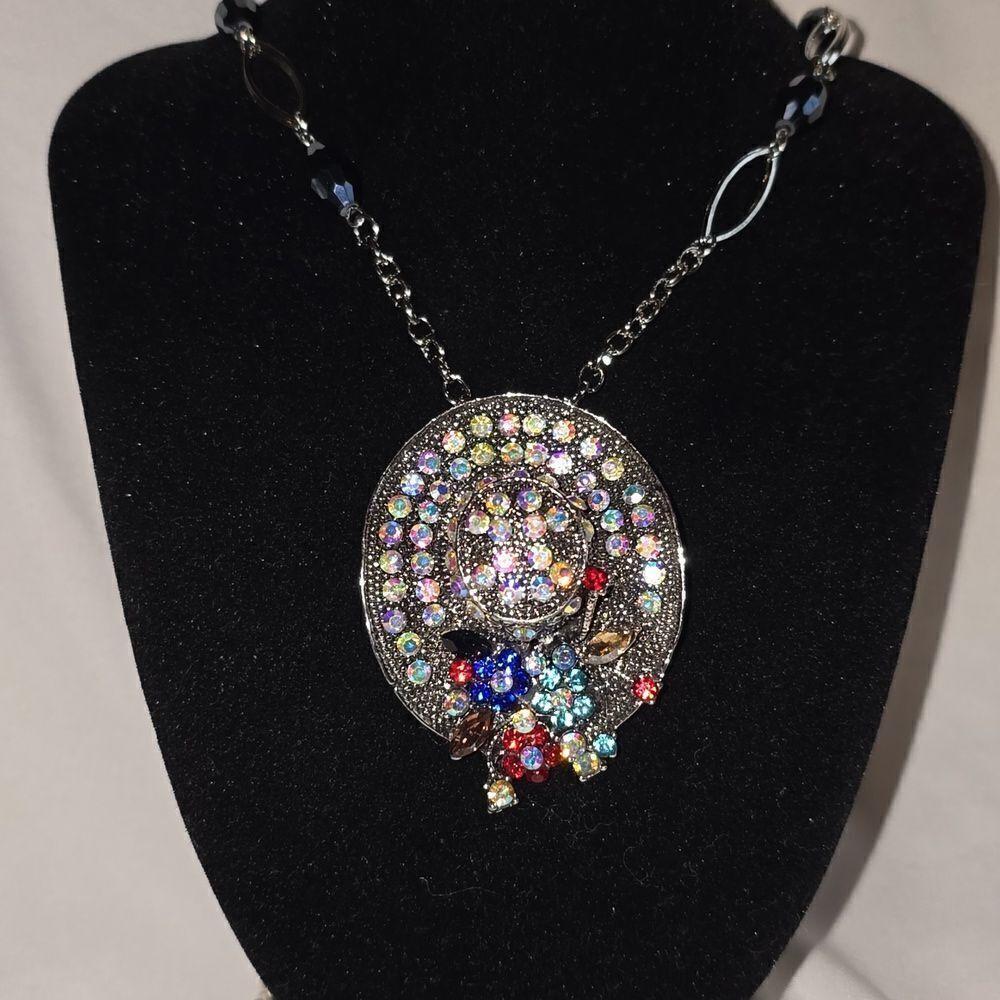 Austrian Crystal Necklace! SPRINGTIME HAT 17.5' Drop,NWOT!